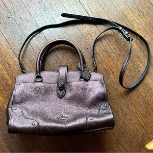 Coach metallic burgundy hand bag